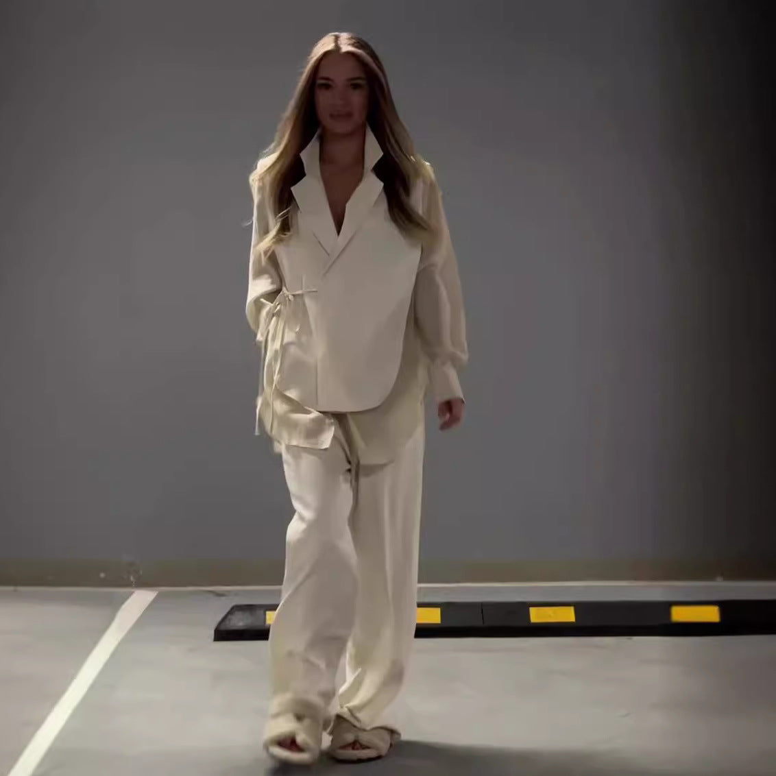 Ensemble Femme Élégant Blouse Chiffon & Pantalon Droit