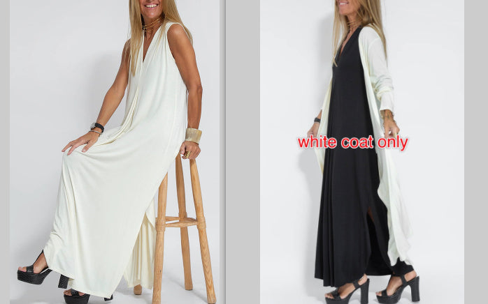 Ensemble Femme Robe Longue & Cardigan Fluide Col V