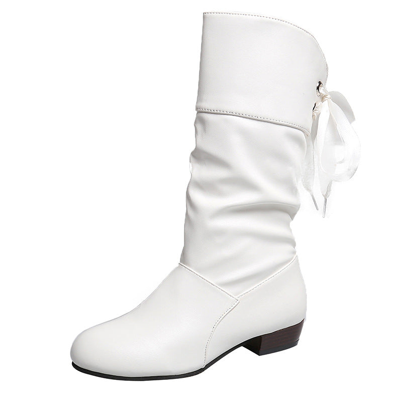 Bottes Femme Mi-Mollet Style Cavalier à Talon Bas
