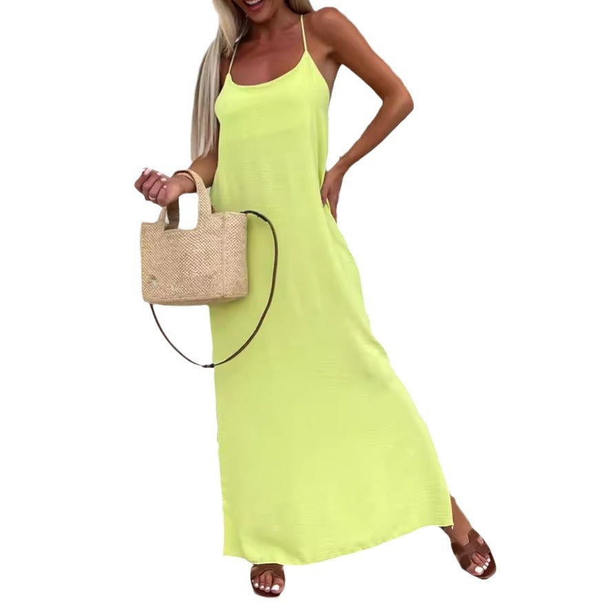 Robe Longue Femme Ample à Bretelles - Été