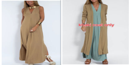 Ensemble Femme Robe Longue & Cardigan Fluide Col V