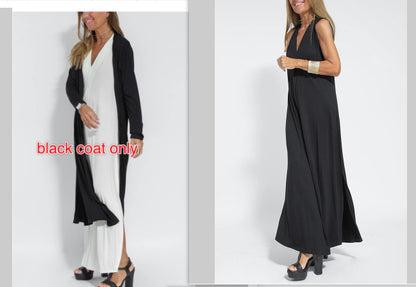 Ensemble Femme Robe Longue & Cardigan Fluide Col V