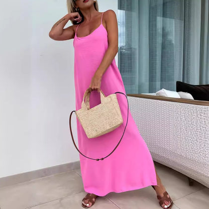 Robe Longue Femme Ample à Bretelles - Été