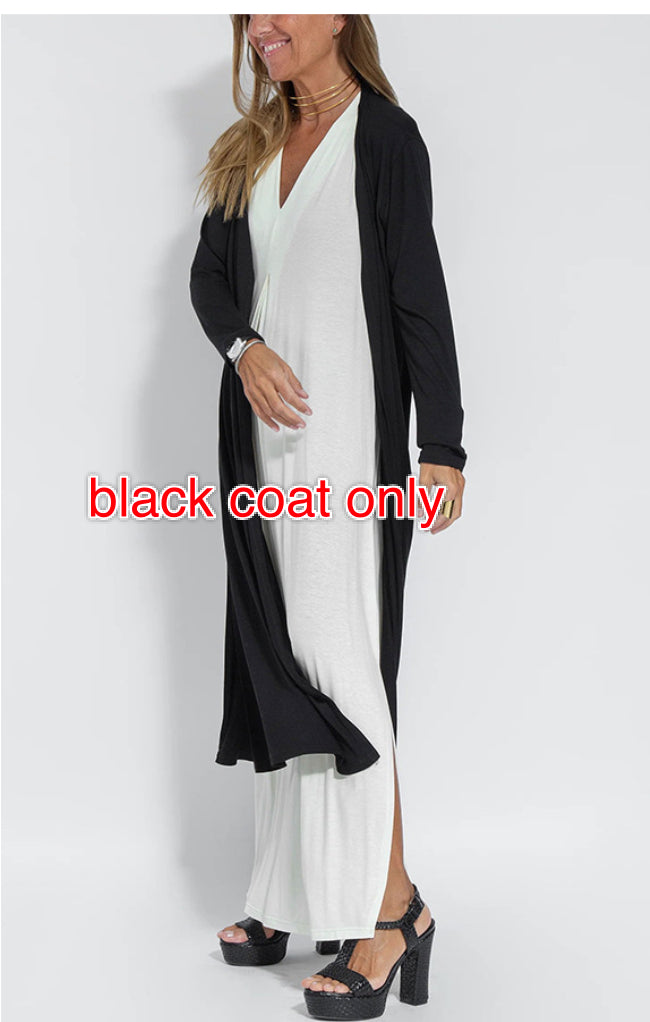 Ensemble Femme Robe Longue & Cardigan Fluide Col V