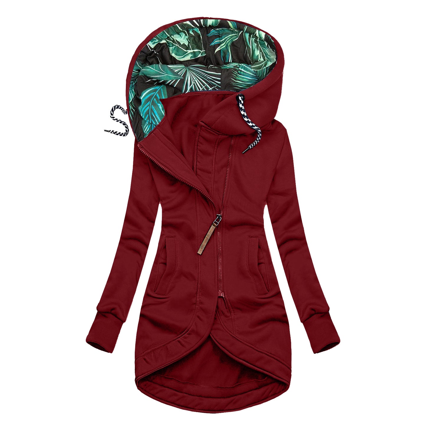 Veste Femme Longue à Capuche Zippée Casual