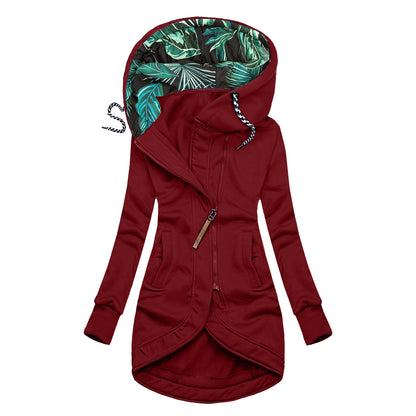 Veste Femme Longue à Capuche Zippée Casual