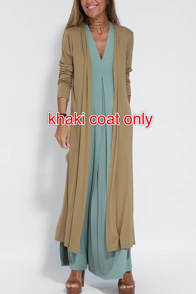 Ensemble Femme Robe Longue & Cardigan Fluide Col V