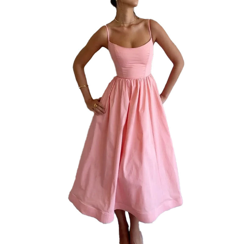 Robe Femme Midi Fluide à Bretelles – Été