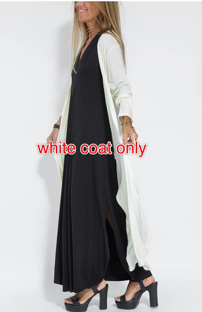 Ensemble Femme Robe Longue & Cardigan Fluide Col V