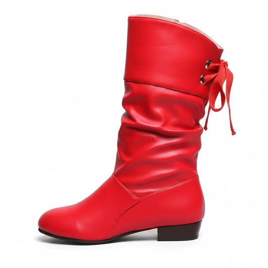 Bottes Femme Mi-Mollet Style Cavalier à Talon Bas