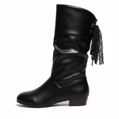 Bottes Femme Mi-Mollet Style Cavalier à Talon Bas